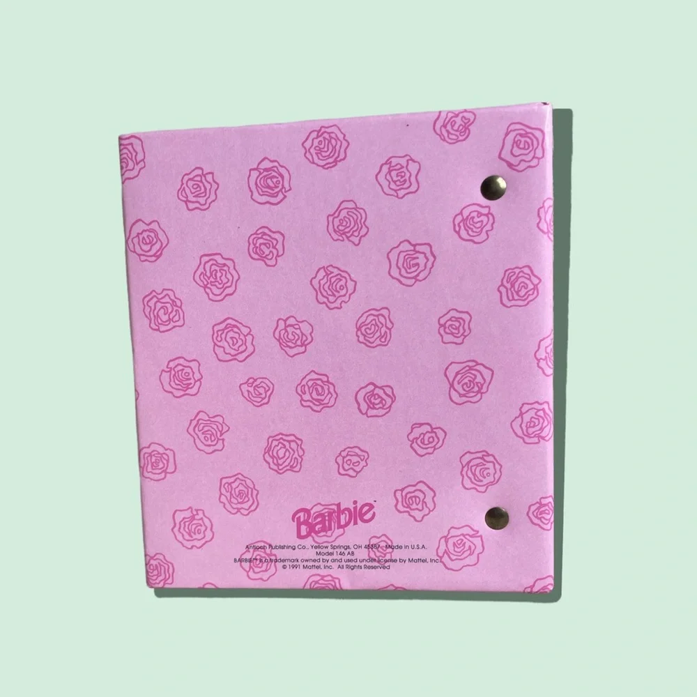 Vintage 1991 Mattel Barbie Small Pink Rose Photo Album Made In The USA Kodak